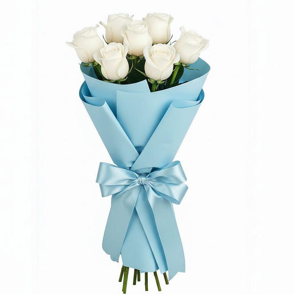 Букет 7 белых роз Проуд в Кошурниково