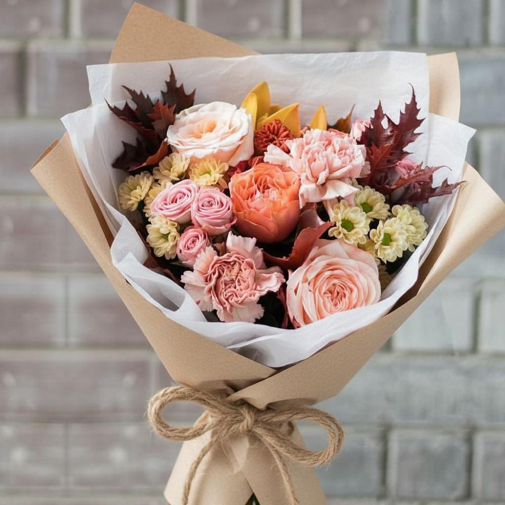 Букет цветов из: Гвоздики, Хризантемы и Розы в Кошурниково