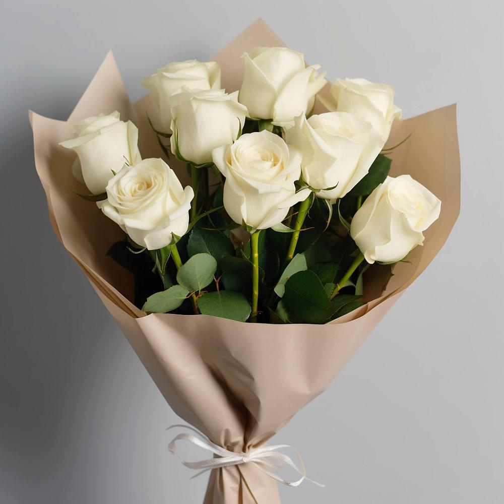Букет 9 Белых роз Эдлесс Лав в Кошурниково