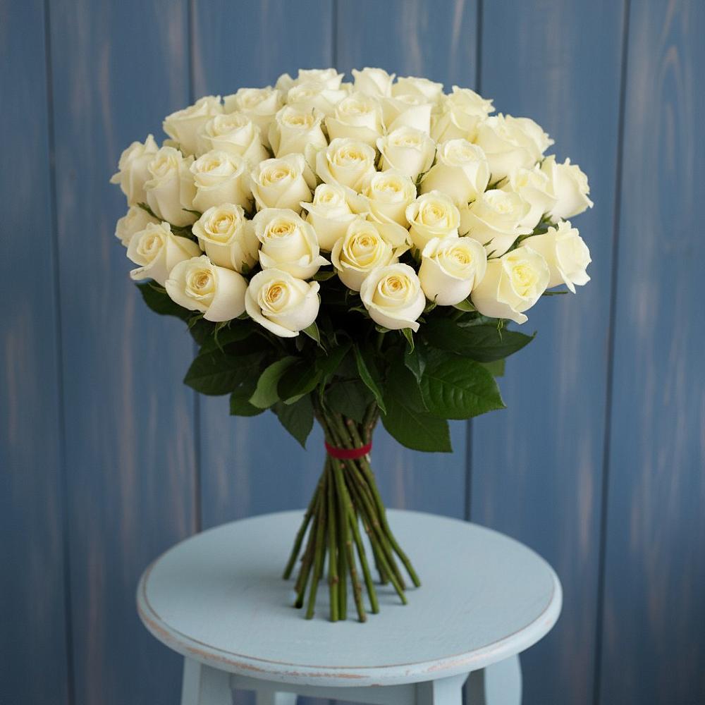 Букет 51 Белая роза Эдлесс Лав в Кошурниково