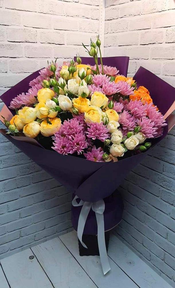 Букет цветов из: Хризантемы и Розы в Кошурниково
