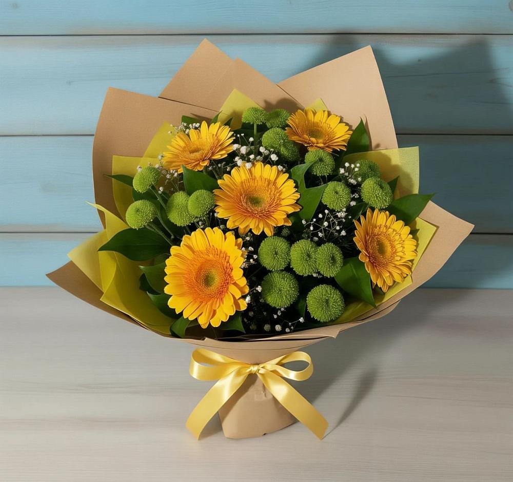 Букет цветов из: Герберы и Хризантемы в Кошурниково