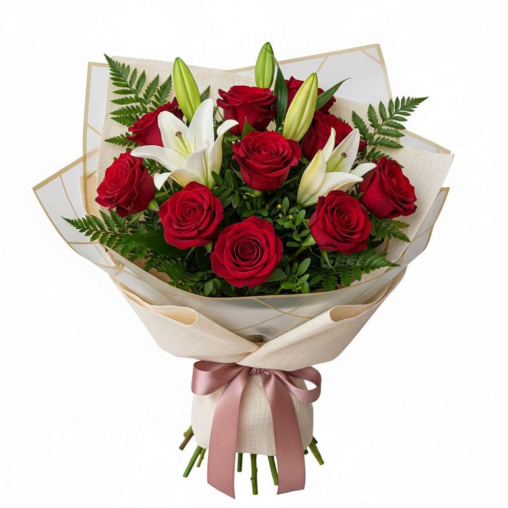 Букет цветов из: Лилии и Розы в Кошурниково