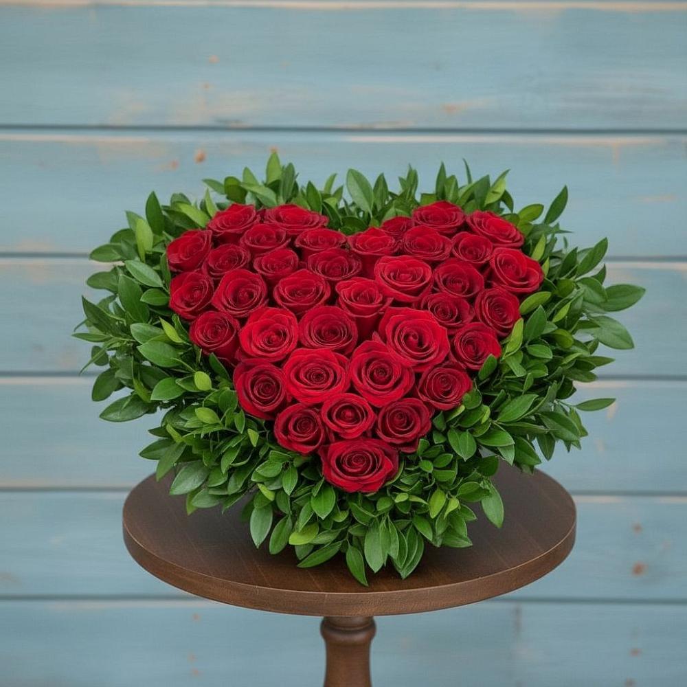 Цветочная композиция из Розы в виде сердца в Кошурниково