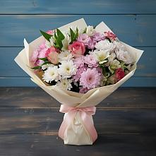 Букет цветов из:  Хризантемы, Альстромерии и Розы в Кошурниково