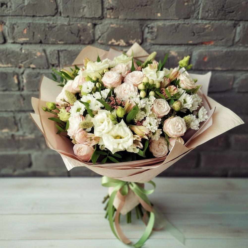 Букет цветов из: Альстромерии, Розы и Хризантемы в Кошурниково