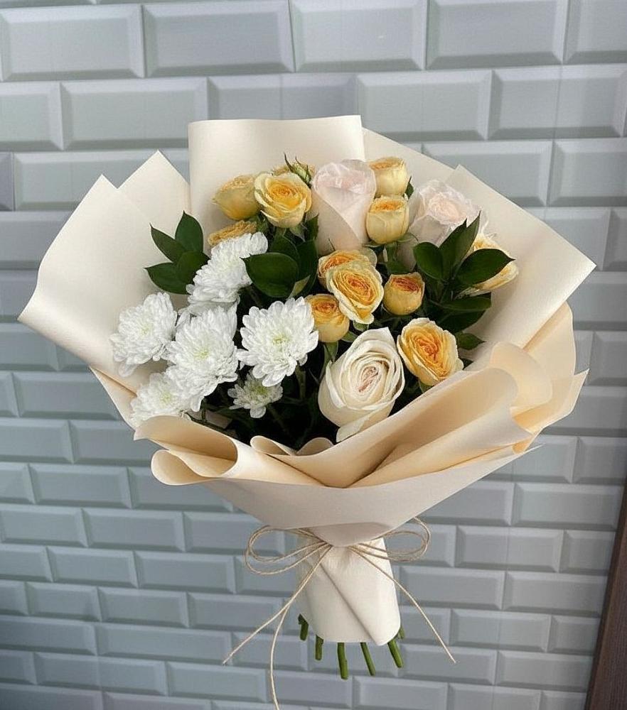 Букет цветов из: Розы и Хризантемы в Кошурниково