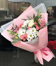 Букет цветов из:  Розы, Лизиантусы и Хризантемы в Кошурниково
