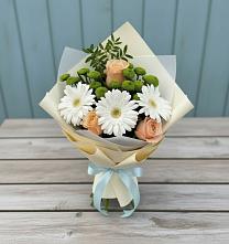 Букет цветов из:  Герберы, Розы и Хризантемы в Кошурниково