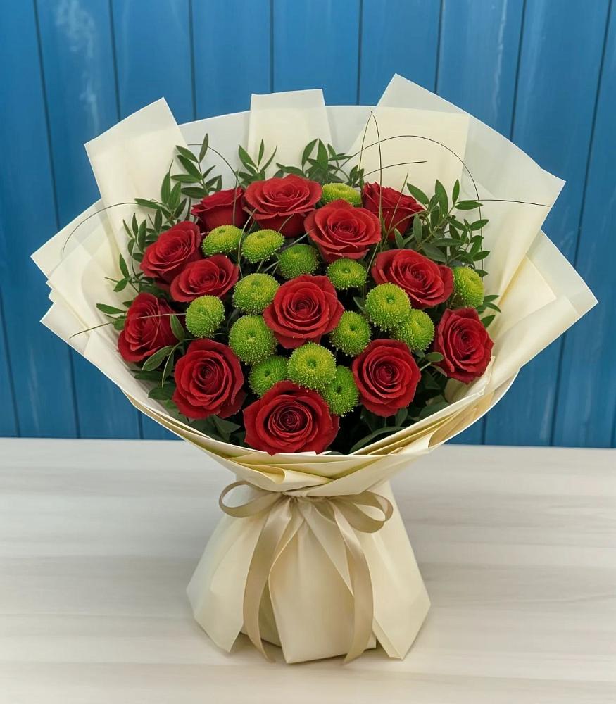 Букет цветов из: Розы и Хризантемы в Кошурниково